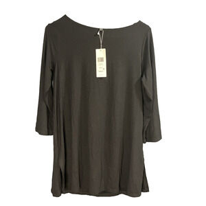New Eileen Fisher Jersey Bateau Neck Tunic, Black XS/TP